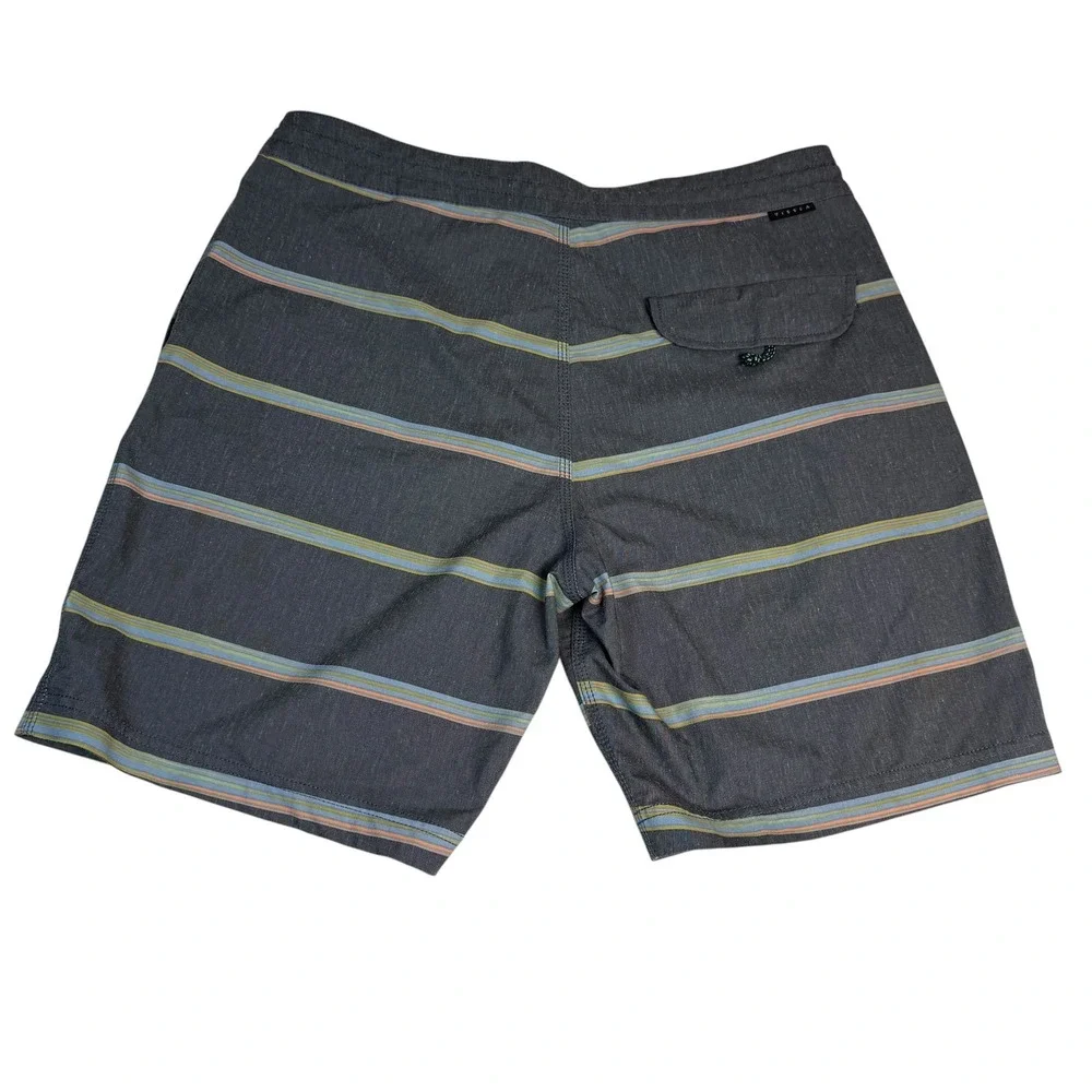Vissla Mens Striped Board Shorts Charcoal Grey Hemp Stretch Trunks M1044SPA 32
